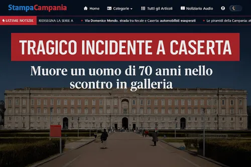 Tragico incidente a Caserta: scontro frontale in galleria. Muore sul colpo una persona