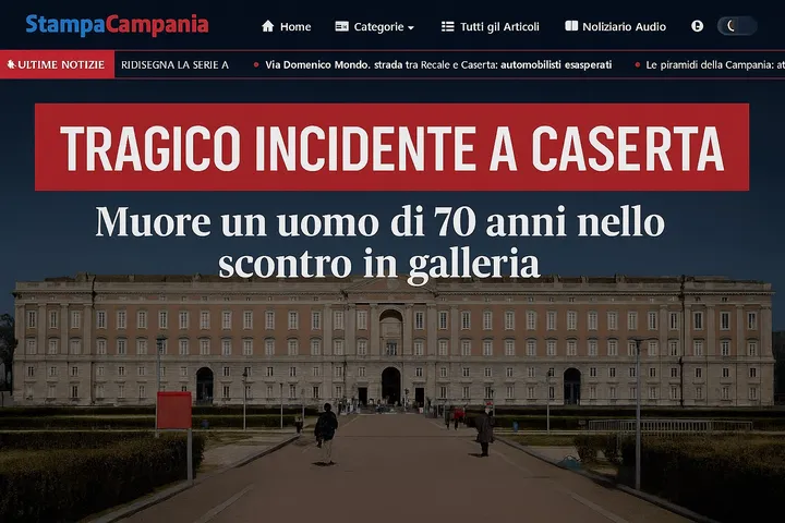 Tragico incidente a Caserta: scontro frontale in galleria. Muore sul colpo una persona