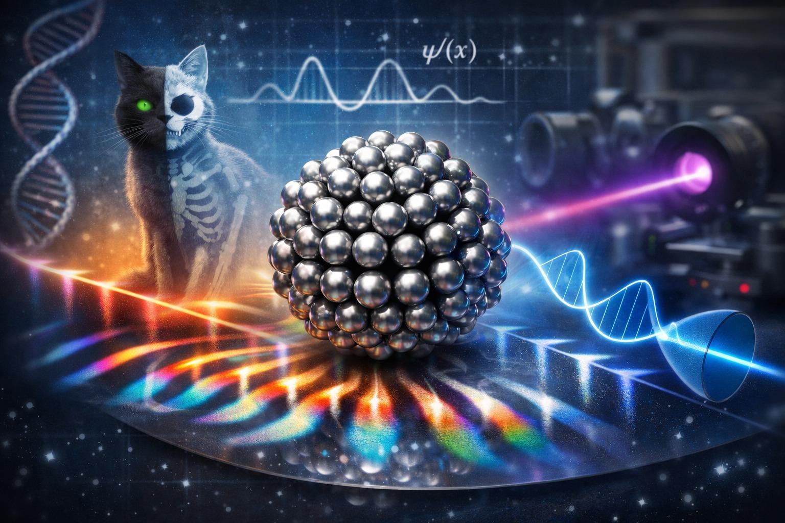 Illustrazione artistica di interferenza quantistica in nanoparticelle metalliche
